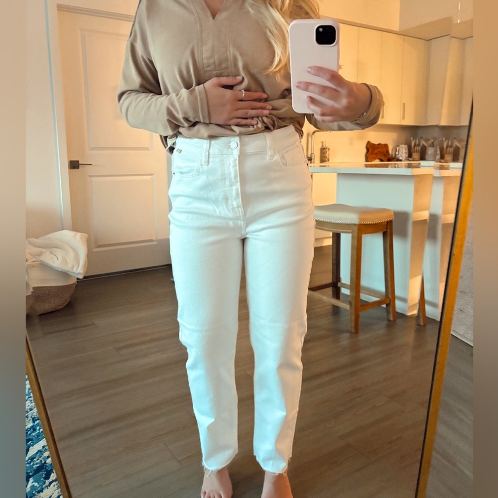 Cello White High Rise Straight Jeans